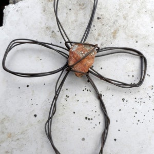 Baling Wire Cross with Natural Colorado Stone in the Center by Cowgirl Angels Amber Parker