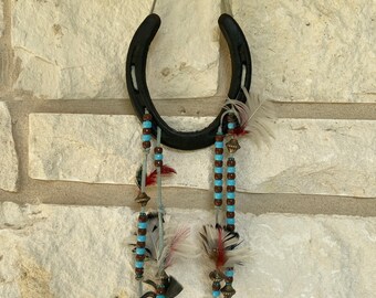 Horseshoe with Beads and Feathers