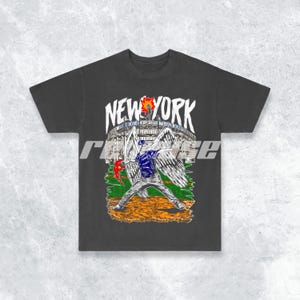 New York baseball T-shirt New York skelet jaren 90 retro vintage graphic streetwear T-shirt (comfortkleuren of shakawear)