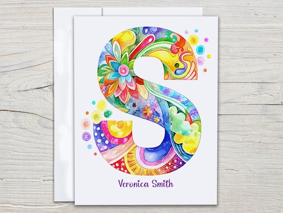 Personalized Monogram Notecards, Custom Stationary, Watercolor Floral, Thank You Cards, Bridal Shower Thanks, Personalized Stationary, PN1