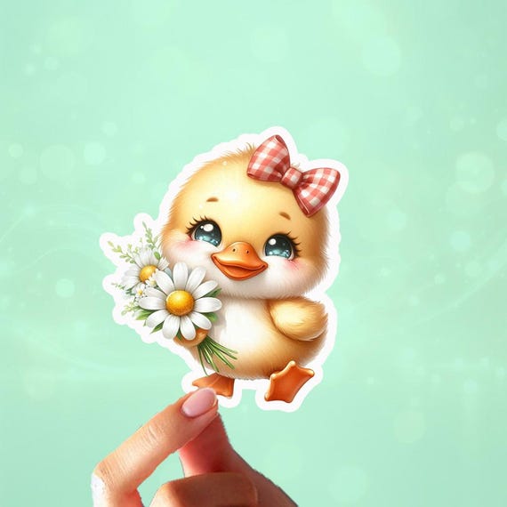 Kawaii Baby Duck Sticker, Personalized Duck Sticker, Cute Duck Phone Case Sticker, Spring Stickers, Matte , Bullett Journal Sticker