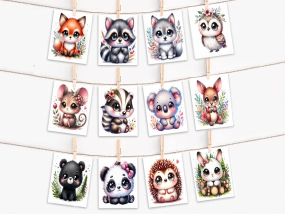 Assorted Cards Cute Animals, Card Assortment, Variety Pack, Birthday Card Pack, Blank Notecards, Gift Idea, Thank You Card, CS52