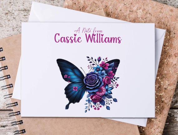 Personalized Note Cards, Cute Floral Butterfly Design, Custom Stationary, Custom Notecards, Aesthetic Stationary, Butterfly Stationary, NC4