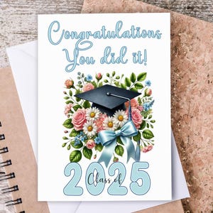 Happy Graduation Card, Congrats Grad Card, Class of 2025, Graduation Cap Card, Well Done, You Did It Card, Cap & Diploma Design, GC2