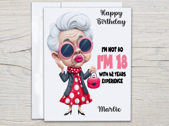 Personalized Snarky 80th Birthday Card, Happy 80th Birthday, Funny Bday Card, Gran Birthday Card, 80th Bday Gift, Bday Card for Her, BC230