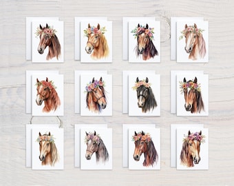 Watercolor Horse Notecards Set, Assorted Cards, All Occasion Cards, Variety Pack, Blank Notecards, Everyday Card, Bulk Card, Birthday, CS225