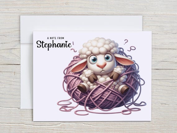 Personalized Watercolor Sheep Notecards, Custom Notecards Set, Everyday Cards, Cute Stationary, Just Because, All Occasion, Kawaii, PN13
