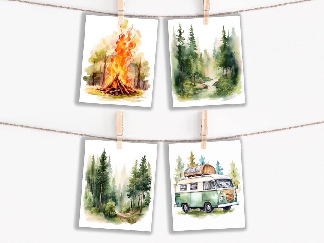 Assorted Cards Set Watercolor Outdoors, Card Assortment, Happy Birthday ...