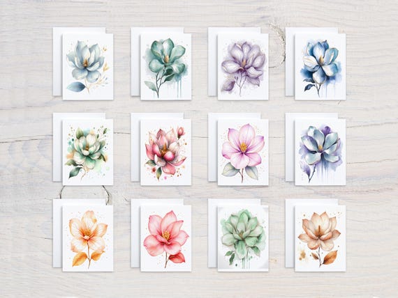 Assorted Notecards Set, Cute Watercolor Flowers, All Occasion Cards, Blank Notecards, Just Because, Floral Greetings, Everyday Cards, CS274