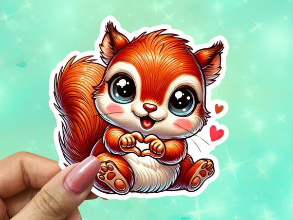 Cute Squirrel Vinyl Sticker, Funny Squirrel, Cartoon Squirrel,  Sticker, Phone Case Sticker, Kawaii, Forest Animal, VN17
