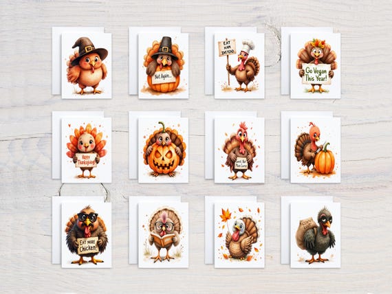 Cute Turkey Notecard Set, Autumn Notecards, Fall Note Cards, Blank Thank You Notes, Thanksgiving Cards, Happy Thanksgiving, Thankful, CS355