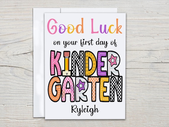 Personalized First Day of School Card, Best of Luck Card, Congrats Card, Good Luck Card, New Beginnings, School Milestone, Kindergarten, GL8