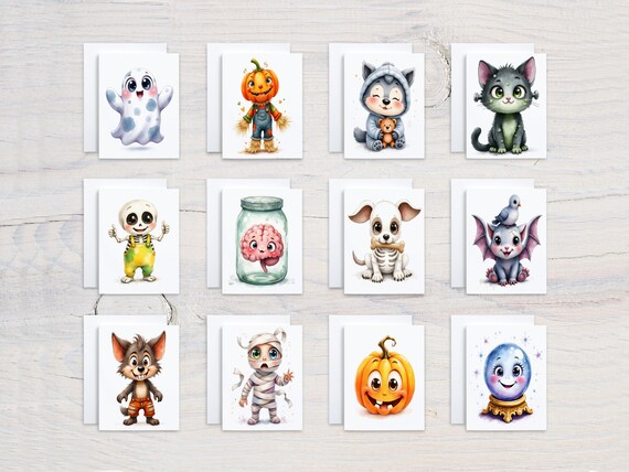 Assorted Halloween Notecards, Everyday Cards, Fall Notecards, Halloween Stationary, All Hallows Eve, Blank Notecard Set, Variety Pack, CS383