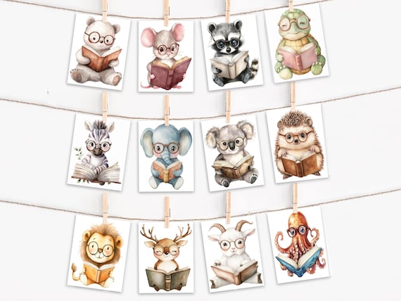 Assorted Cards With Cute Watercolor Animal, Card Assortment, Blank Notecards, Thinking Of You, Snail Mail, Greeting Card, Miss You Card,CS39