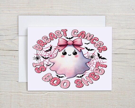 Breast Cancer Cute Ghost Notecard Set, Custom Stationary, All Occasion Cards, Watercolor Halloween, Blank Notecard, Ghost Stationary, HN16