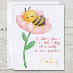 Personalized Bumble Bee Card, Punny Birthday Card, Bee-utiful Day Card, Happy Bday Card, Cute Bee, Bee Birthday Card,Granddaughter Card,BC97