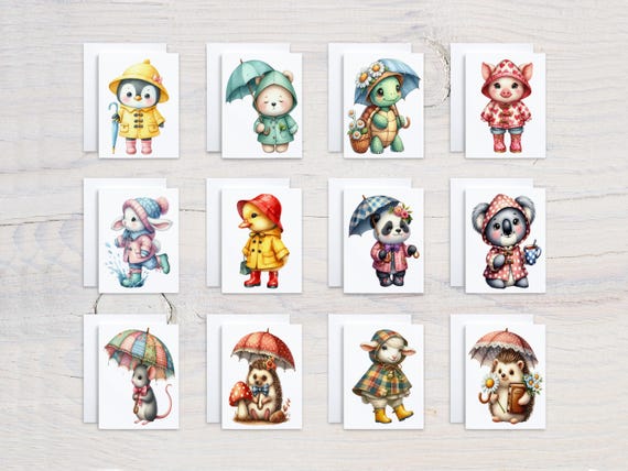 Spring Animals Assorted Card Set, Custom Notecards, Pretty Stationary, All Occasion Cards, Card Variety Pack, Just Because Card, Bday, CS339