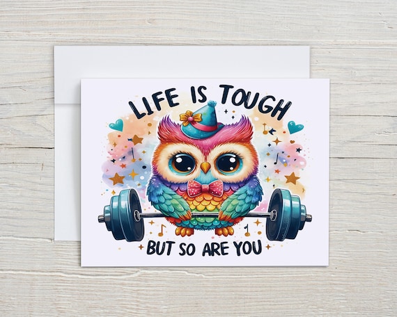 Cute Owl Notecard Set, Life is Tough, Just Because Card, Encouraging Words, Blank Notecard, Everyday Card, Snail Mail, Uplifting Message,IN7