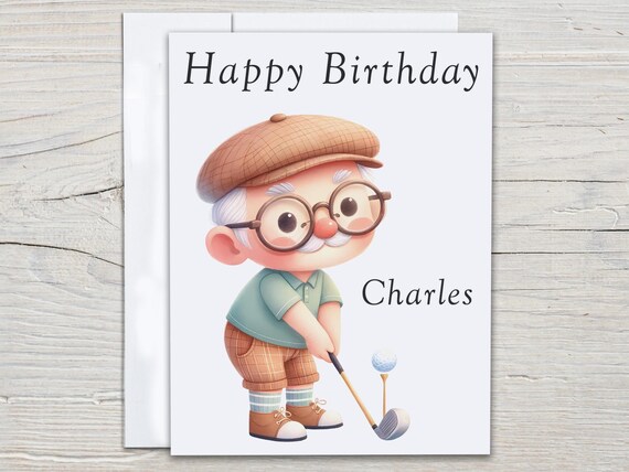 Personalized Birthday Card Men, Funny Bday Card, Grandad Golf Card, Husband Bday, Card for Grandpa, Dad Birthday Card, Brother, 80th, BC156