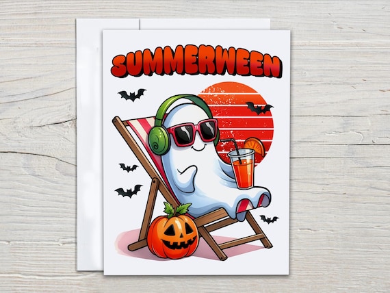 Ghost Notecards, Halloween Notecards, Summerween Cards, Watercolor Halloween, Spooky Birthday Card, Blank Notecards, Thank You Cards, HN2