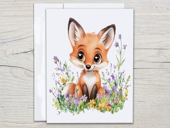 Cute Fox Notecard Set, Fox Illustration Cards, Blank Notecard Pack, All Occasion Cards, Snail Mail Greeting, Everyday Card, Happy Bday,EC151