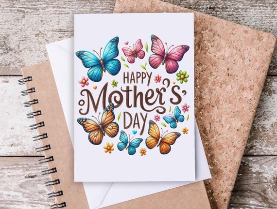 Happy Mother's Day Butterflies Card, Mother Day Card, Card for Mothers, Butterfly Design, Gift for Mom, Butterflies Card, MD9