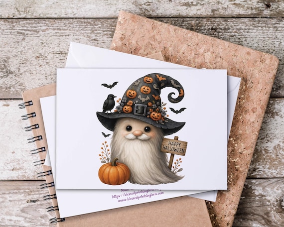 Kawaii Ghost Gnome Notecard Set, Everyday Notecards, Just Because Card, Fall Notecard, Snail Mail, All Occasion Cards, Halloween Gnome, HN53