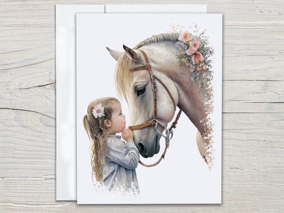 Watercolor Horse Notecard Set, Thank You Card, Cute Stationary, Everyday Card, Snail Mail, Equestrian Birthday Card, Correspondence EC255