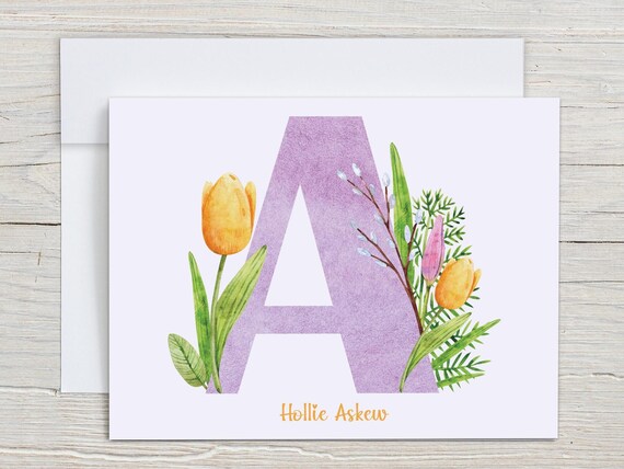 Personalized Monogram Notecards, Custom Stationary, Watercolor Floral, Thank You Cards, Bridal Shower Thanks, Personalized Stationary, PN2