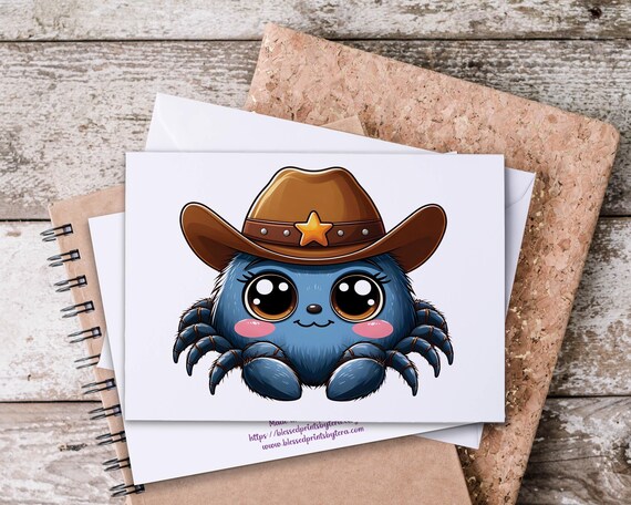 Cowboy Spider Halloween Notecards: Western Snail Mail Set