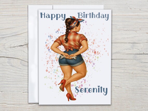 Personalized Birthday Card, Retro Birthday Card, Cute Girl, Watercolor Bday Card, Happy Birthday, Bday Card for Her, Bestie, Sister, BC277