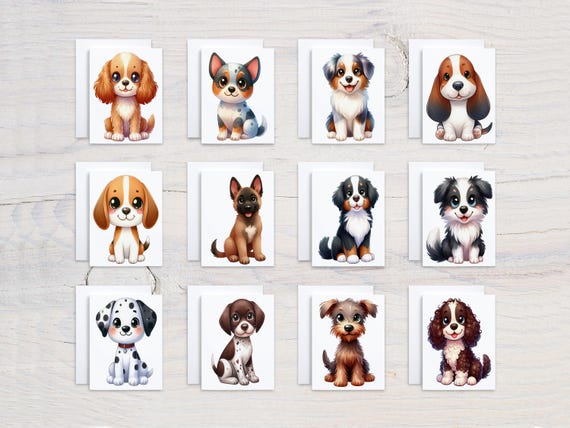 Kawaii Puppy Card Assortment, Greeting Card Bundle, Everyday Card Variety Pack, All Occasion Cards, Notecard Set, Blank Notecards, CS341