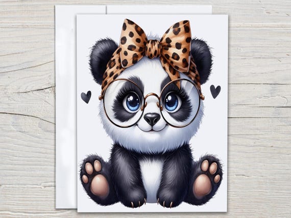 Cute Panda Notecard Set, Just Because Card, Birthday Card Pack, Everyday Card, Blank Notecards, Snail Mail, Thank You Cards, EC36