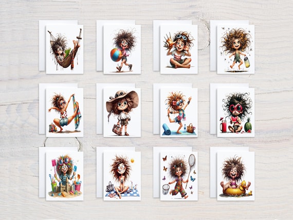 Summer Notecard Set, Cute Quirky Stationery, Assorted Cards, All Occasion Notecards, Blank, Card Assortment, Everyday Variety,  CS317
