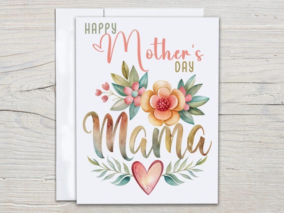 Mother's Day Watercolor Flowers Card, Fun Mother's Day Card, 1st Mother's Day, Happy Mothers Day, Gift for Her,  Gift for Her, MD31