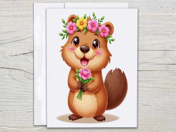 Kawaii Beaver Notecard Set, Cute Watercolor Beaver, Everyday Cards, Snail Mail, Just Because Card, Blank Notecards, Birthday Pack, EC354