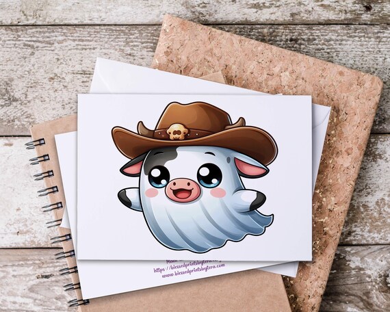 Cowboy Ghost Halloween Notecard Set: Western Snail Mail