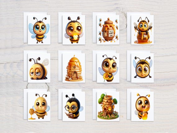 Cute Bumblebee Card Assortment, Handmade Notecards, Greeting Cards Pack, Just Because Card, Variety Pack, Bee Card, Everyday, Thank You,CS93