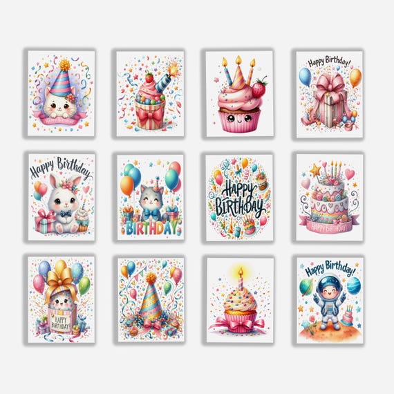 Assorted Birthday Greeting Card Pack, Card Assortment, Funny Bday Cards, Notecard Set, Bday Card For Her, Blank Notecards, CS6