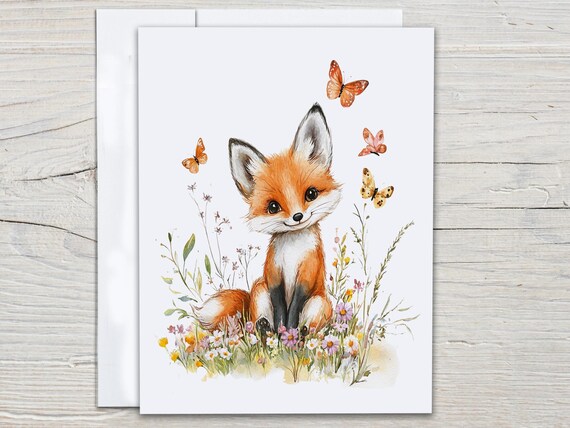 Watercolor Fox Notecards, Animal Stationery, Blank Cards, With Envelopes, Woodland Animal, Greeting Cards, All Occasion Cards, EC184