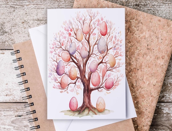 Easter Card Set, Cute Easter Egg Tree Card, Everyday Card, Snail Mail, Just Because Card, Blank Notecards, Holiday Card Set, EC14