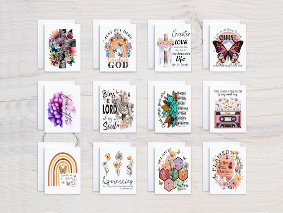 Christian Notecards Set, Watercolor Notecards, Scripture Cards, Blank Notecard Assortment, Pastor Gift, Prayer Cards, Everyday, CS211