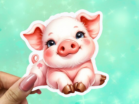 Kawaii Baby Pig Vinyl Sticker,  Sticker, Kidcore Sticker, Piglet Sticker, Pig Lover Gift, Cutecore, Farm Animal Stickers, VN45