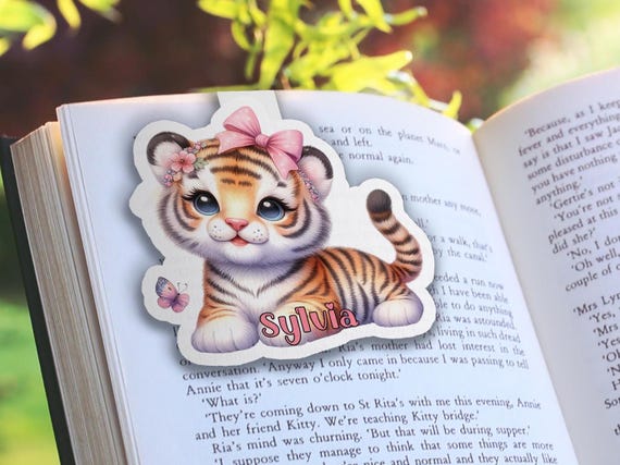 Cute Tiger Magnetic Bookmark, Planner Bookmark, Teacher Bookmark, Book Lover Present, Magnet Bookmark, Unique Bookmark, MB6