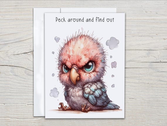 Grumpy Bird Notecard Set – Funny Snarky Saying Cards, Custom Blank Note Cards, All Occasion Animal Greeting Cards, Humor Stationery, EC395