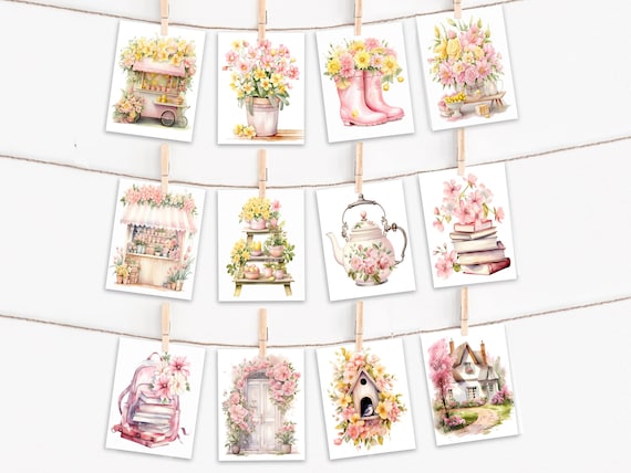 Assorted Cards Cottagecore Floral Variety, Blank Cards Set, Card Assortment, Thinking of You, Thank You Card, Happy Birthday, CS51
