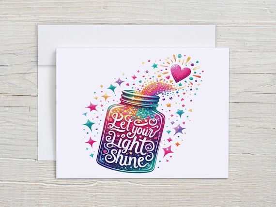 Let Your Light Shine Notecard Set, Just Because Card, All Occasion Cards, Uplifting Message, Empowerment Quote, Snail Mail, Everyday, IN6
