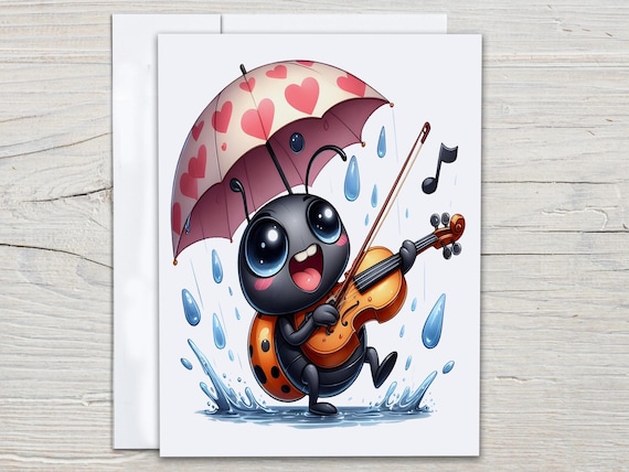 Cute Bug Dancing Card Set, Just Because Card, Everyday Card, Blank Notecards, Kawaii Stationary, Snail Mail, Miss You Card, EC61