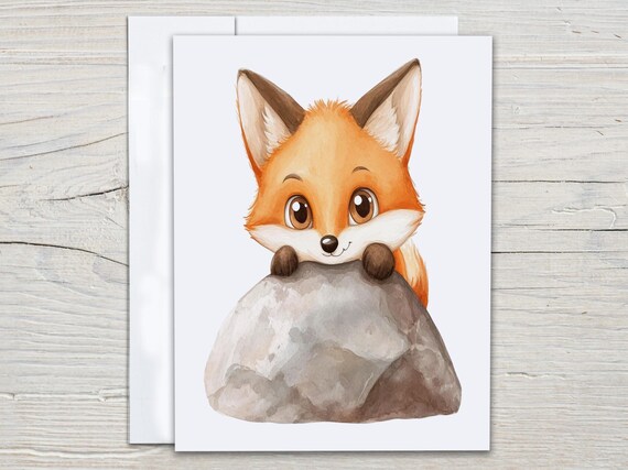 Cute Kawaii Fox Notecard Set, Card Assortment, Everyday Card, Snail Mail, Fox Cards, All Occasion Cards, Wildlife Card, Birthday Card, EC143