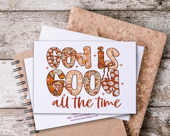 Fall Themed Notecard Set, Christian Stationery, God is Good All The Time, Blank Notecard, Autumn Greeting Card, Friendship, EC414
